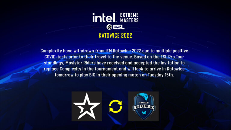 Complexity withdrawn from IEM Katowice 2022 due to multiple positive COVID test